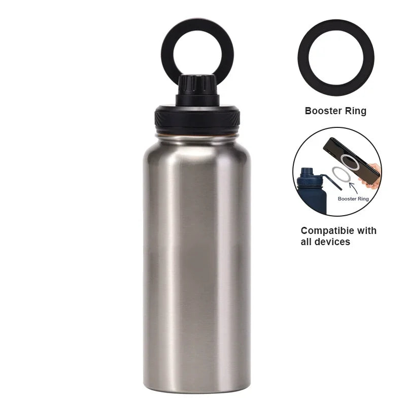 PuraCool Custom Water Bottle with Phone Holder 1L 1000ML 32oz Magnetic Tumbler Flask Personalized Gift