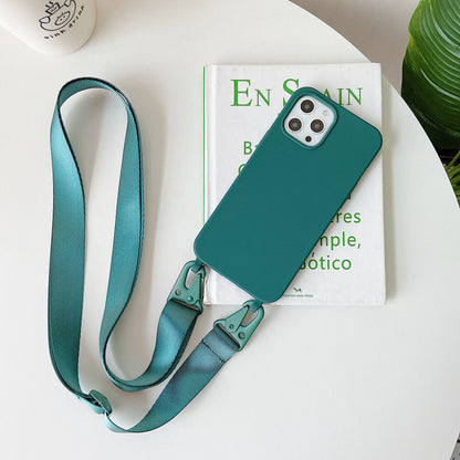 Crossbody Lanyard Cord Soft Silicone Phone Case For iPhone 16 17 15 11 12 14 Pro Max 13 XR X 7 8 Plus Matte Necklace Strap Cover