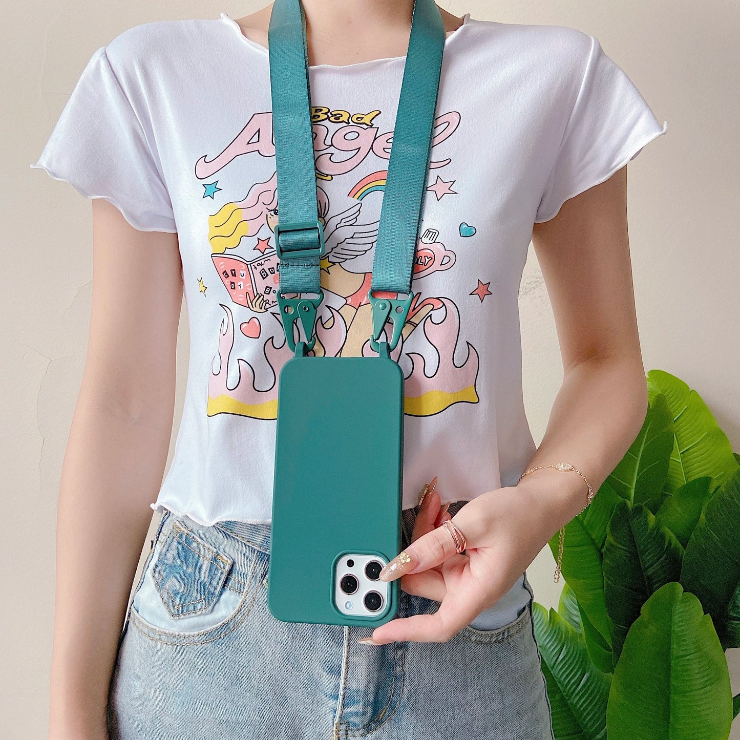 Crossbody Lanyard Cord Soft Silicone Phone Case For iPhone 16 17 15 11 12 14 Pro Max 13 XR X 7 8 Plus Matte Necklace Strap Cover