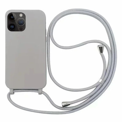 Crossbody Strap Lanyard Silicone Phone Case For iPhone 16 15 14 13 12 Mini 11 Pro Max Plus Candy Color Soft TPU Back Cover