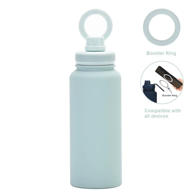 PuraCool Custom Water Bottle with Phone Holder 1L 1000ML 32oz Magnetic Tumbler Flask Personalized Gift