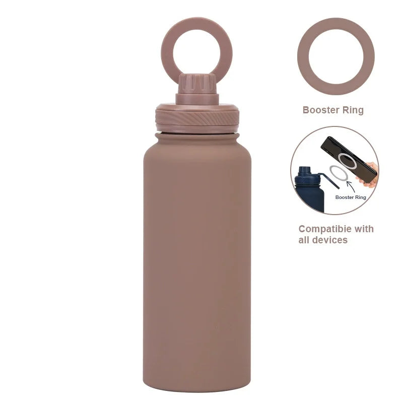 PuraCool Custom Water Bottle with Phone Holder 1L 1000ML 32oz Magnetic Tumbler Flask Personalized Gift