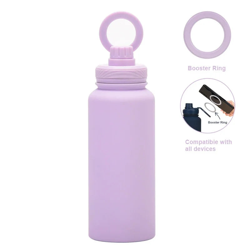 PuraCool Custom Water Bottle with Phone Holder 1L 1000ML 32oz Magnetic Tumbler Flask Personalized Gift