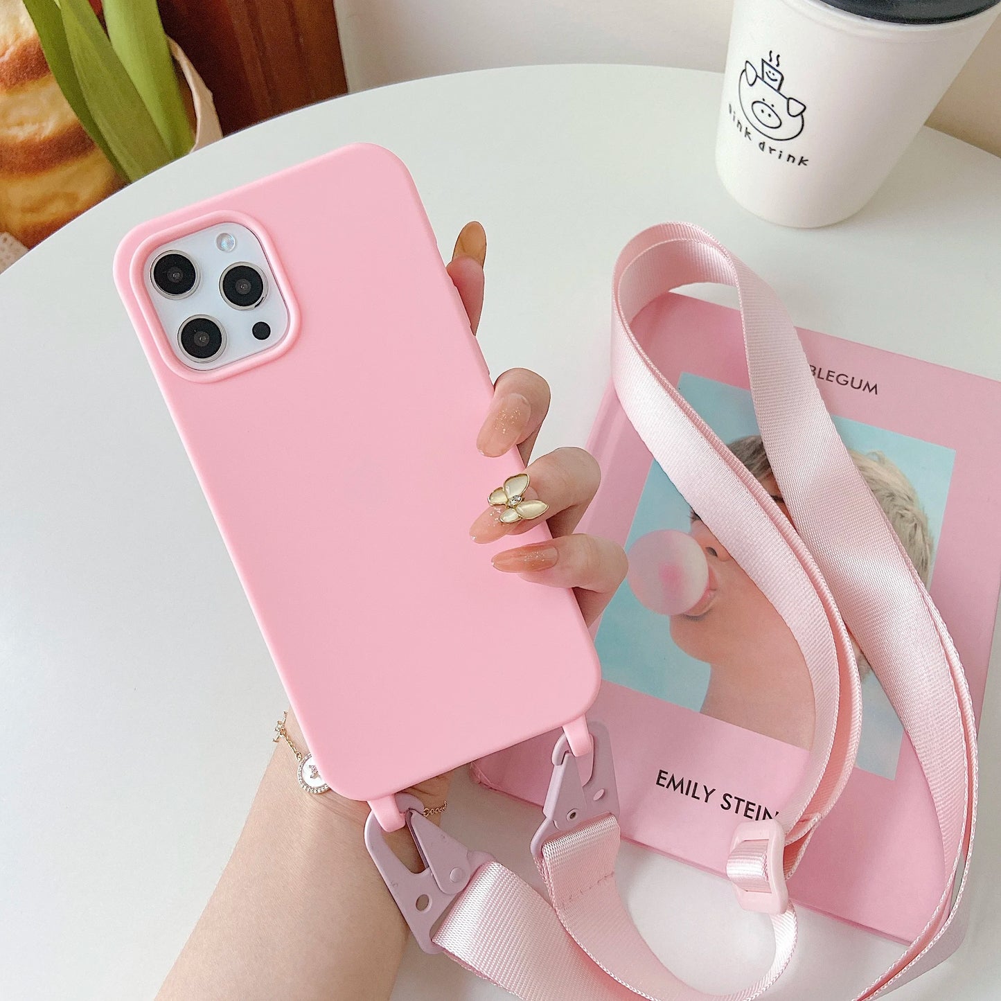 Crossbody Lanyard Cord Soft Silicone Phone Case For iPhone 16 17 15 11 12 14 Pro Max 13 XR X 7 8 Plus Matte Necklace Strap Cover
