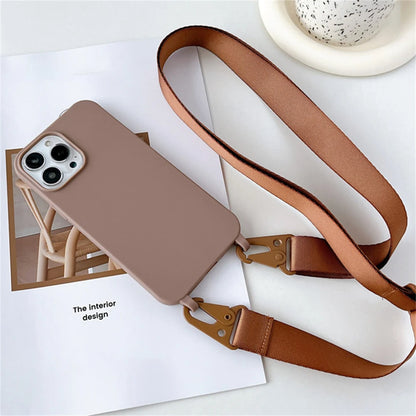 Crossbody Lanyard Cord Soft Silicone Phone Case For iPhone 16 17 15 11 12 14 Pro Max 13 XR X 7 8 Plus Matte Necklace Strap Cover
