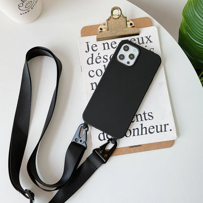 Crossbody Lanyard Cord Soft Silicone Phone Case For iPhone 16 17 15 11 12 14 Pro Max 13 XR X 7 8 Plus Matte Necklace Strap Cover