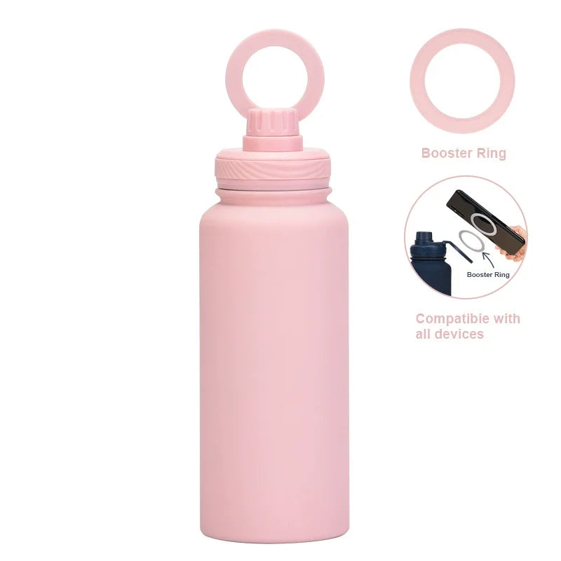 PuraCool Custom Water Bottle with Phone Holder 1L 1000ML 32oz Magnetic Tumbler Flask Personalized Gift