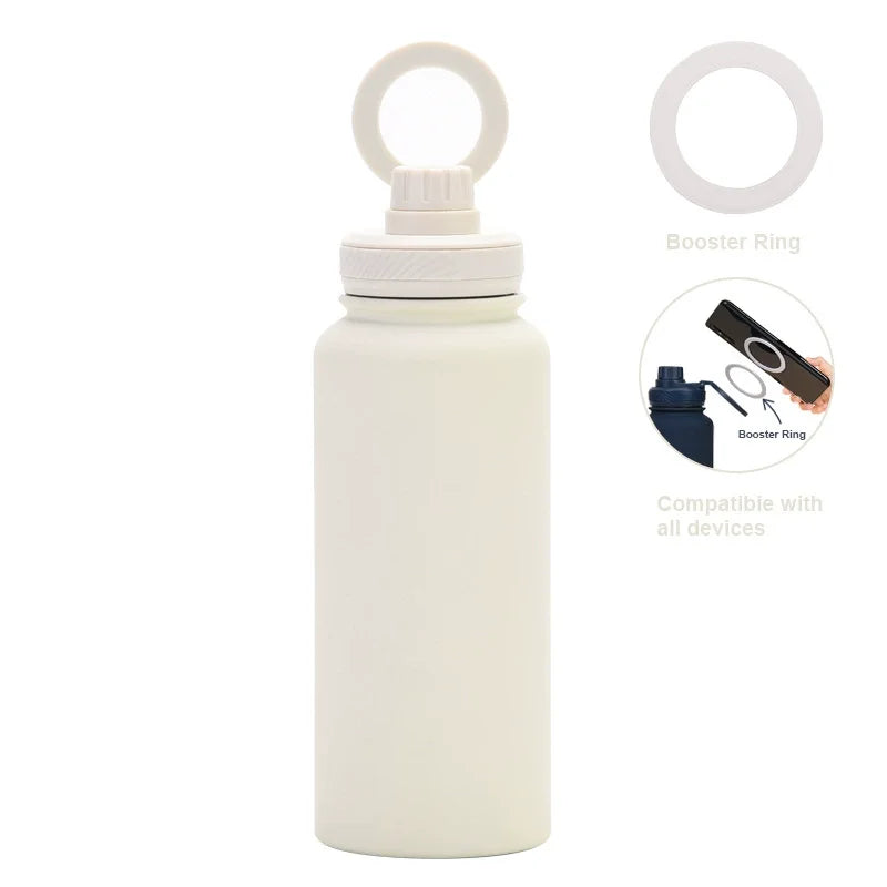 PuraCool Custom Water Bottle with Phone Holder 1L 1000ML 32oz Magnetic Tumbler Flask Personalized Gift