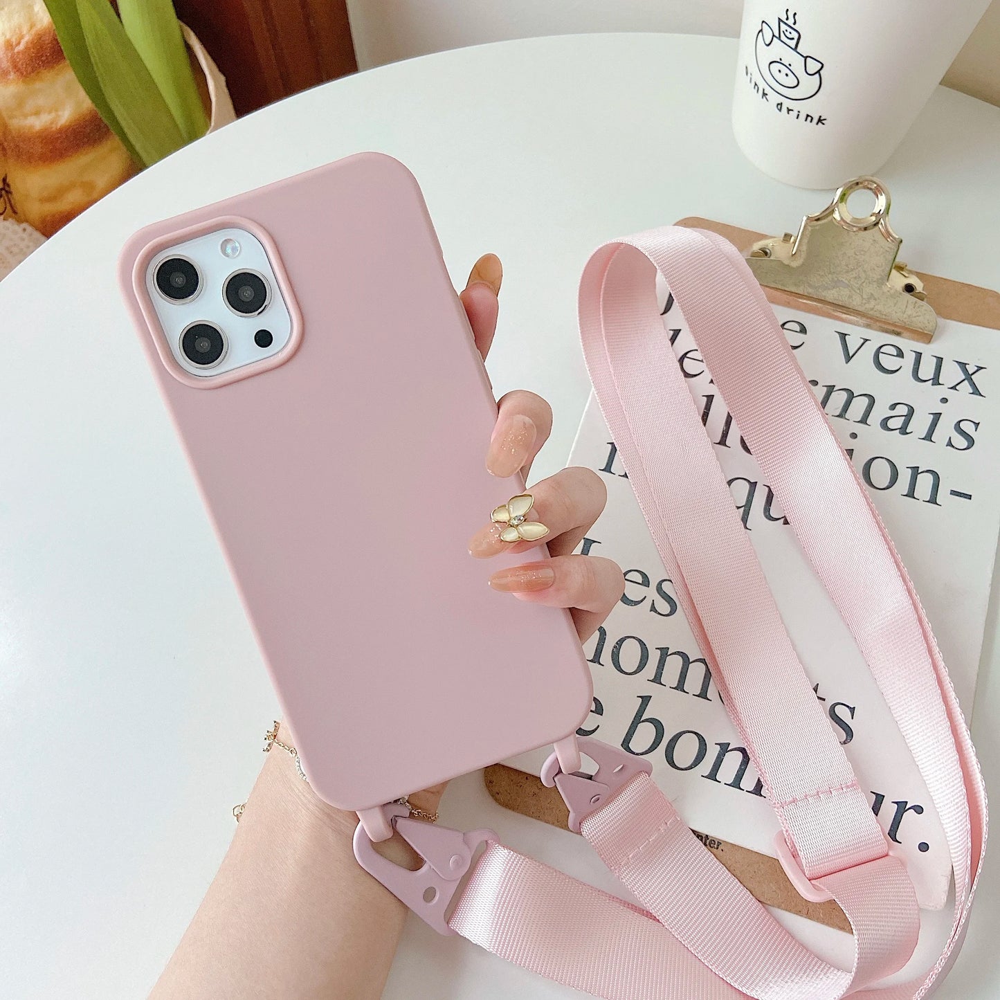 Crossbody Lanyard Cord Soft Silicone Phone Case For iPhone 16 17 15 11 12 14 Pro Max 13 XR X 7 8 Plus Matte Necklace Strap Cover