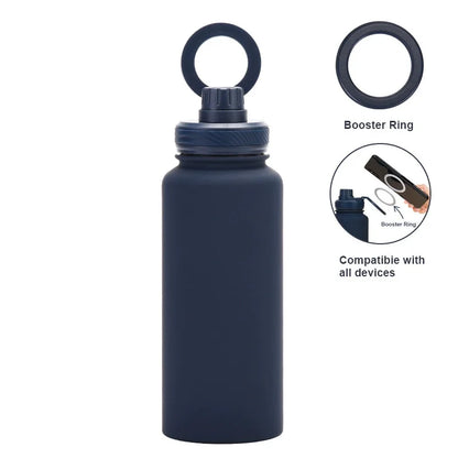 PuraCool Custom Water Bottle with Phone Holder 1L 1000ML 32oz Magnetic Tumbler Flask Personalized Gift