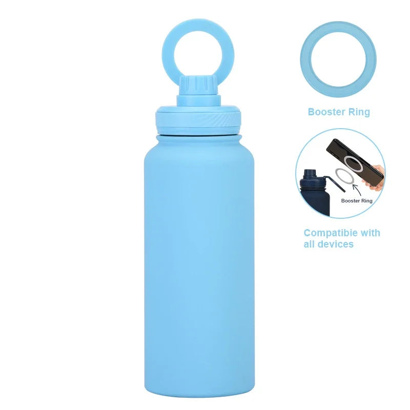 PuraCool Custom Water Bottle with Phone Holder 1L 1000ML 32oz Magnetic Tumbler Flask Personalized Gift