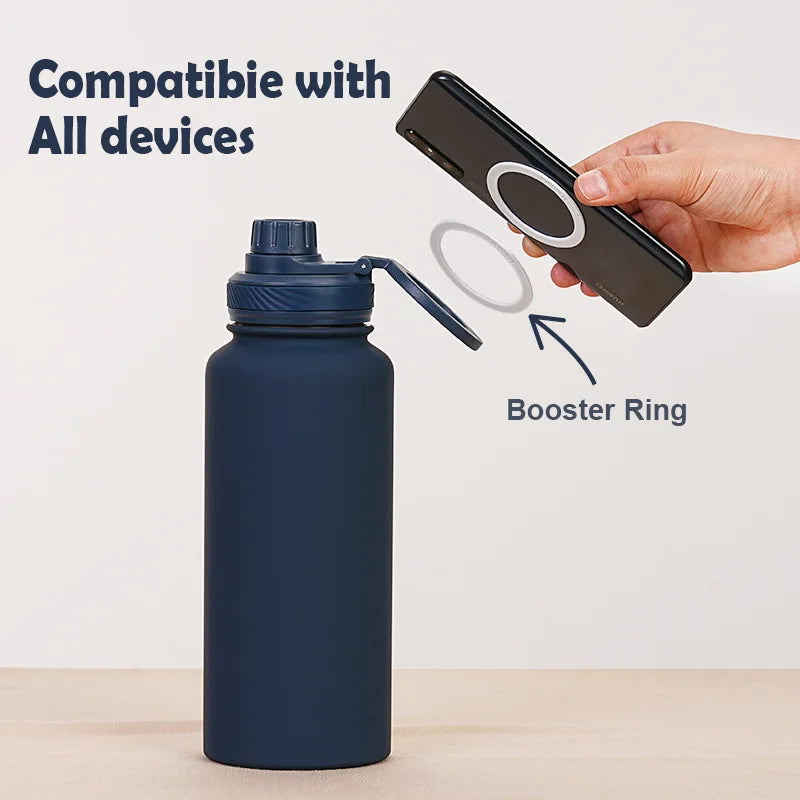 PuraCool Custom Water Bottle with Phone Holder 1L 1000ML 32oz Magnetic Tumbler Flask Personalized Gift