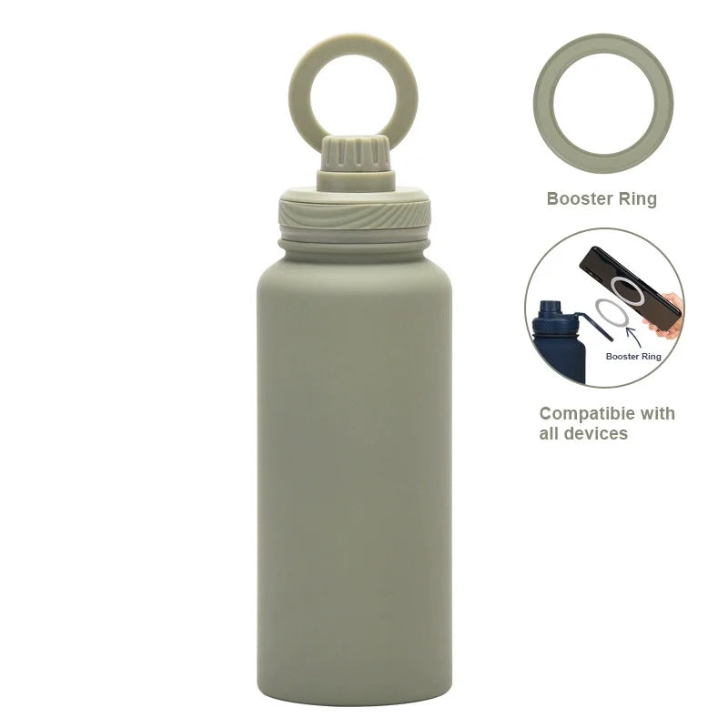 PuraCool Custom Water Bottle with Phone Holder 1L 1000ML 32oz Magnetic Tumbler Flask Personalized Gift