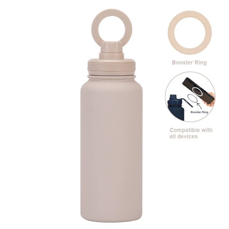 PuraCool Custom Water Bottle with Phone Holder 1L 1000ML 32oz Magnetic Tumbler Flask Personalized Gift